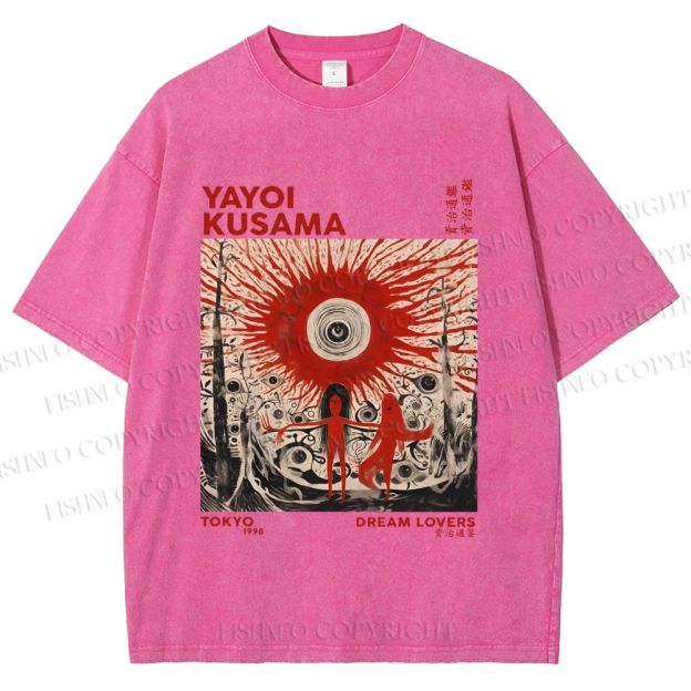 Unisex Yayoi Kusama Bloody Spooky Eye Printed Washed Tee
