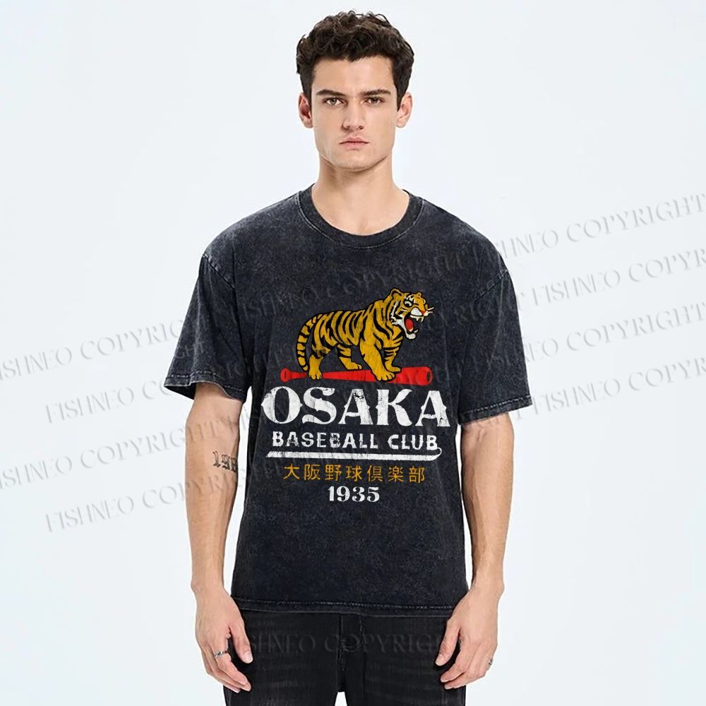 Unisex Osaka Tigers Vintage Printed Washed Tee