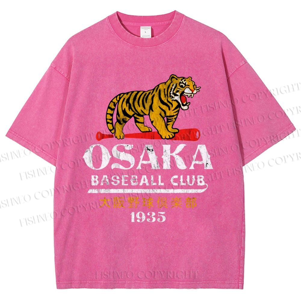 Unisex Osaka Tigers Vintage Printed Washed Tee