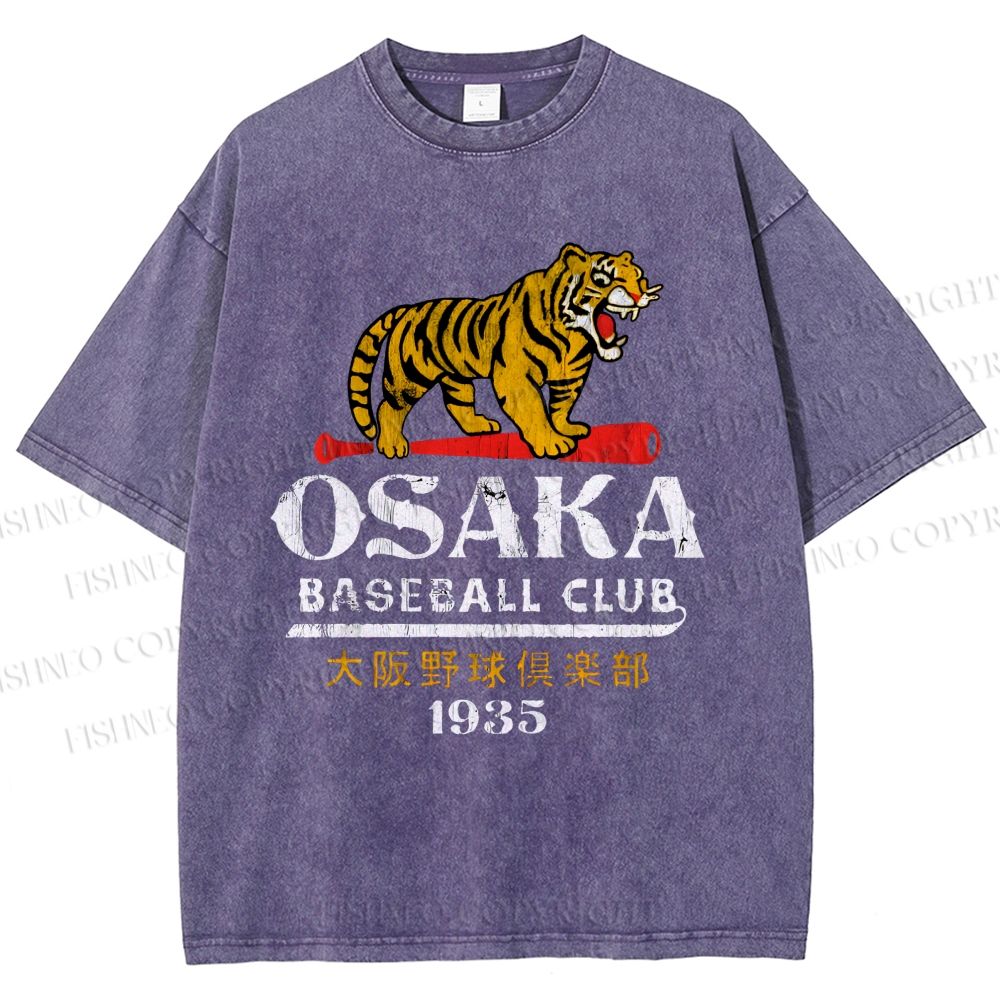 Unisex Osaka Tigers Vintage Printed Washed Tee