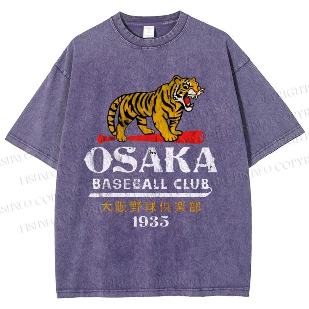Unisex Osaka Tigers Vintage Printed Washed Tee