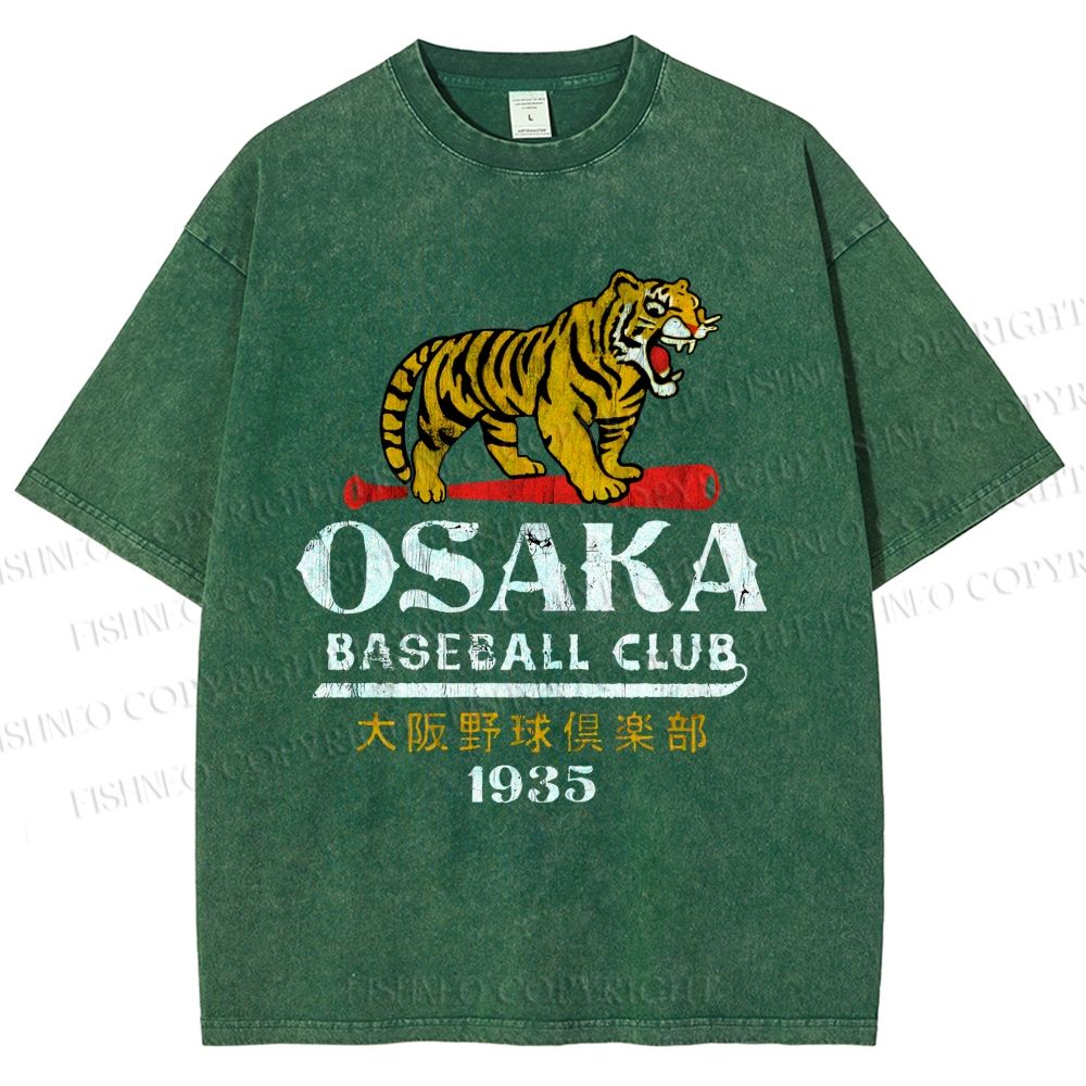 Unisex Osaka Tigers Vintage Printed Washed Tee
