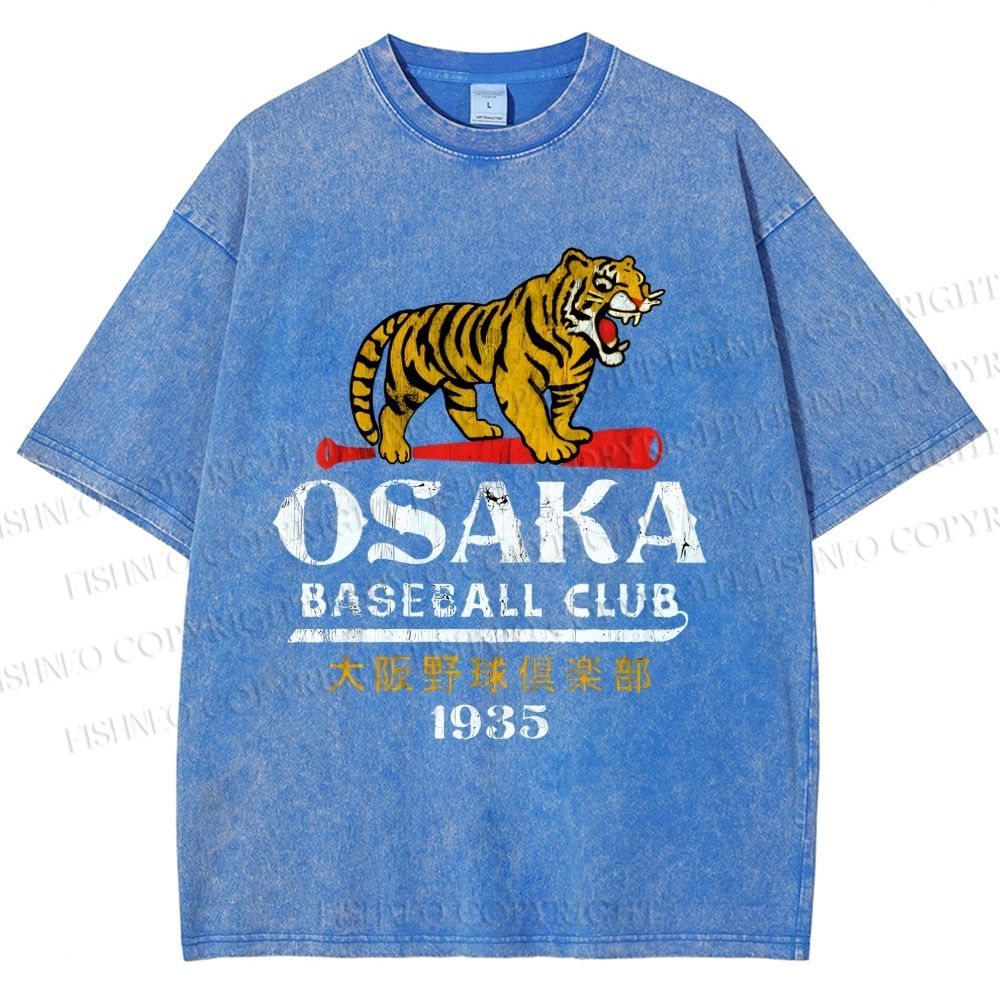 Unisex Osaka Tigers Vintage Printed Washed Tee