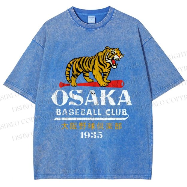 Unisex Osaka Tigers Vintage Printed Washed Tee