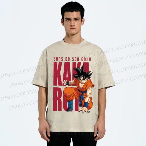 Unisex Son Goku Printed Washed Tee