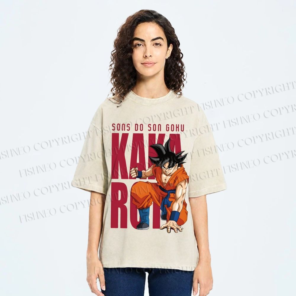 Unisex Son Goku Printed Washed Tee