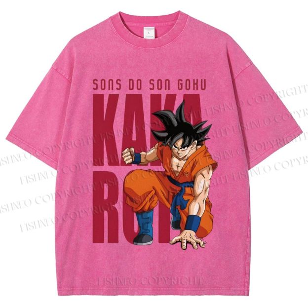Unisex Son Goku Printed Washed Tee
