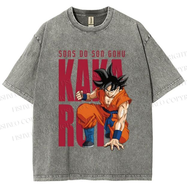 Unisex Son Goku Printed Washed Tee