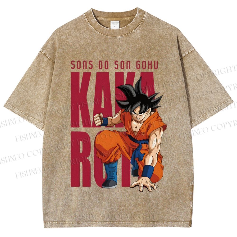 Unisex Son Goku Printed Washed Tee