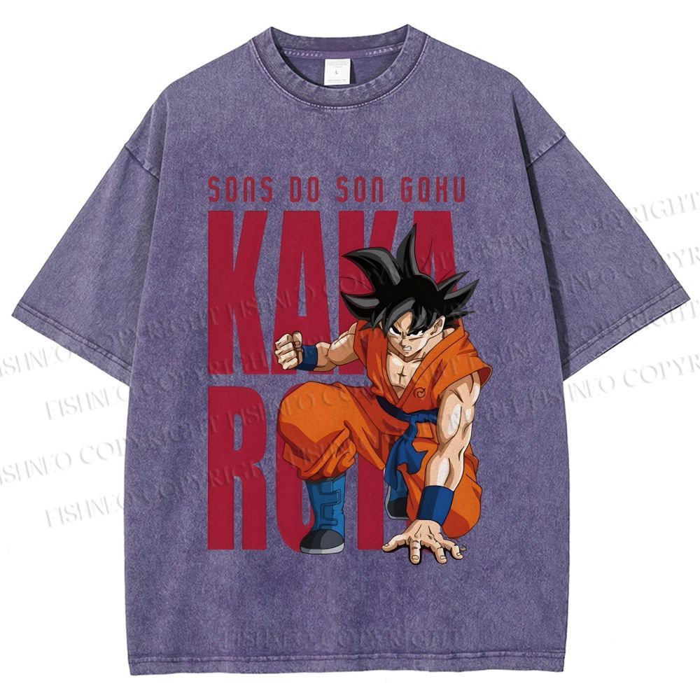 Unisex Son Goku Printed Washed Tee
