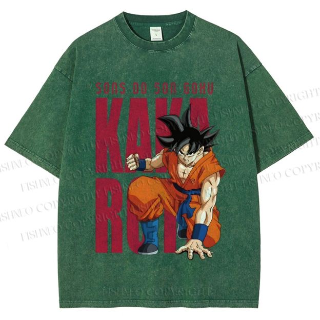 Unisex Son Goku Printed Washed Tee