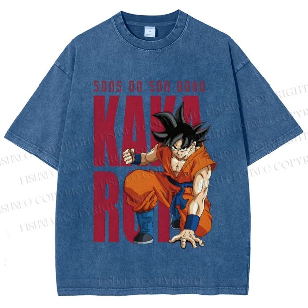 Unisex Son Goku Printed Washed Tee