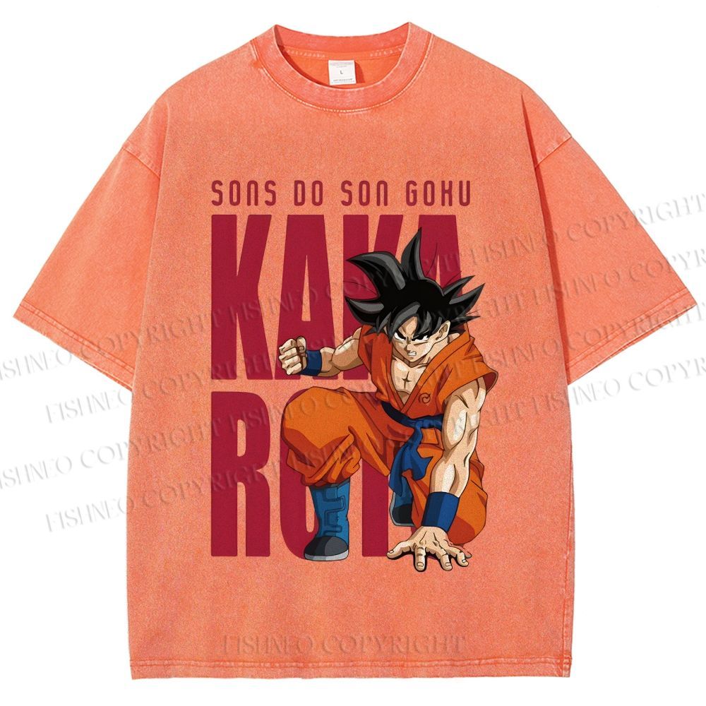 Unisex Son Goku Printed Washed Tee