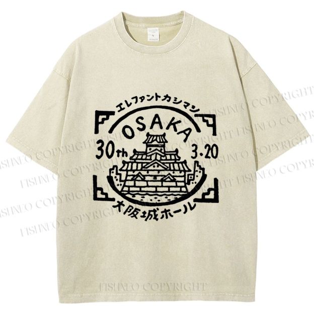 Unisex Japanese Osaka Graffiti Printed Washed Tee