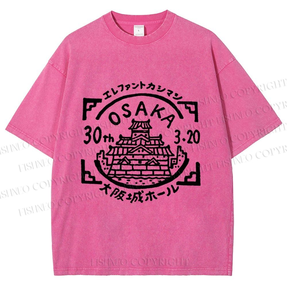 Unisex Japanese Osaka Graffiti Printed Washed Tee