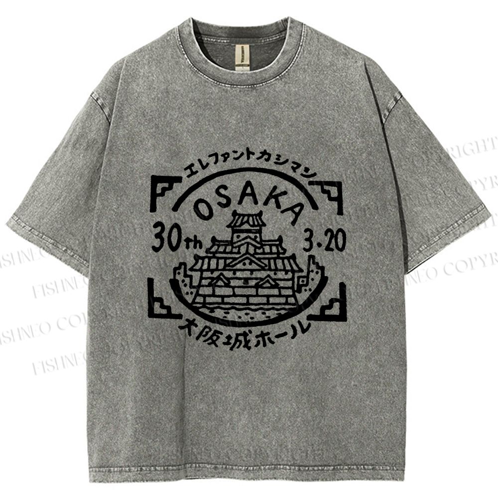 Unisex Japanese Osaka Graffiti Printed Washed Tee