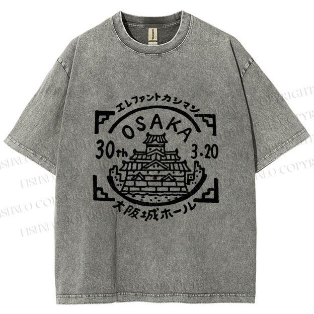 Unisex Japanese Osaka Graffiti Printed Washed Tee