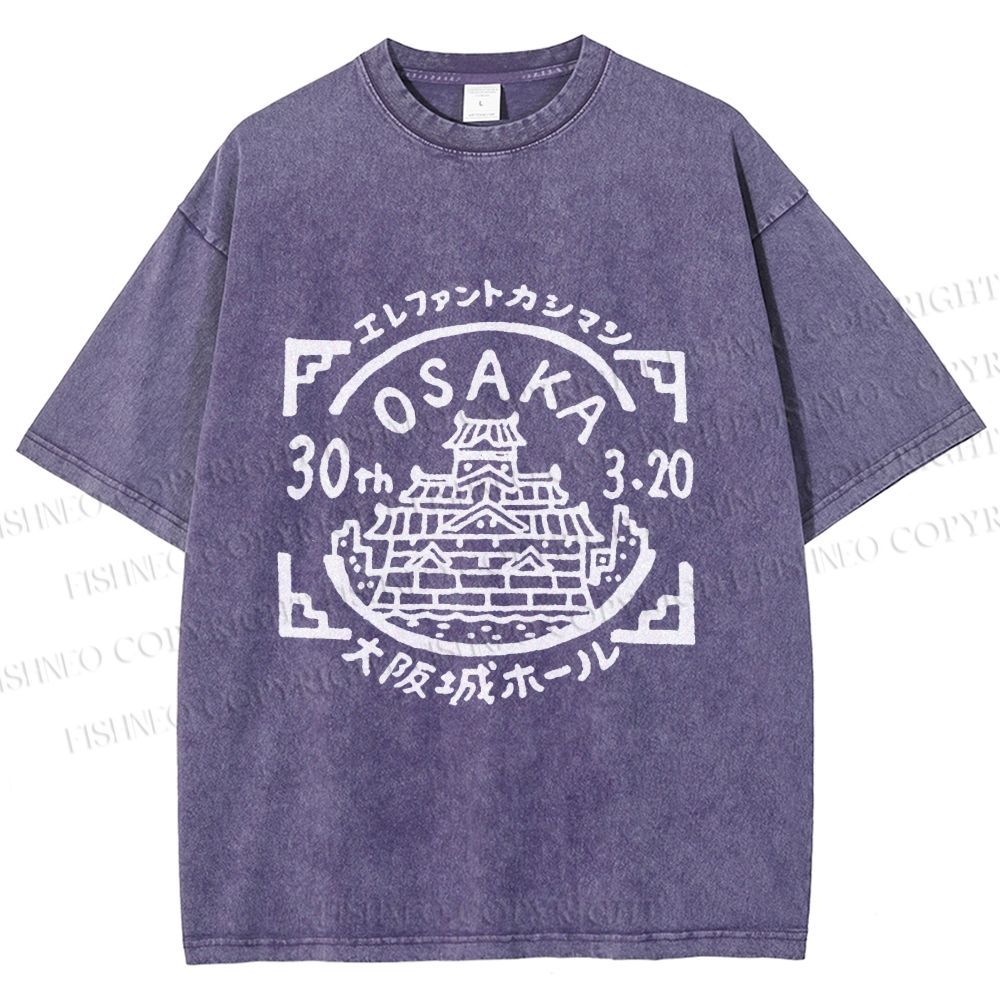 Unisex Japanese Osaka Graffiti Printed Washed Tee