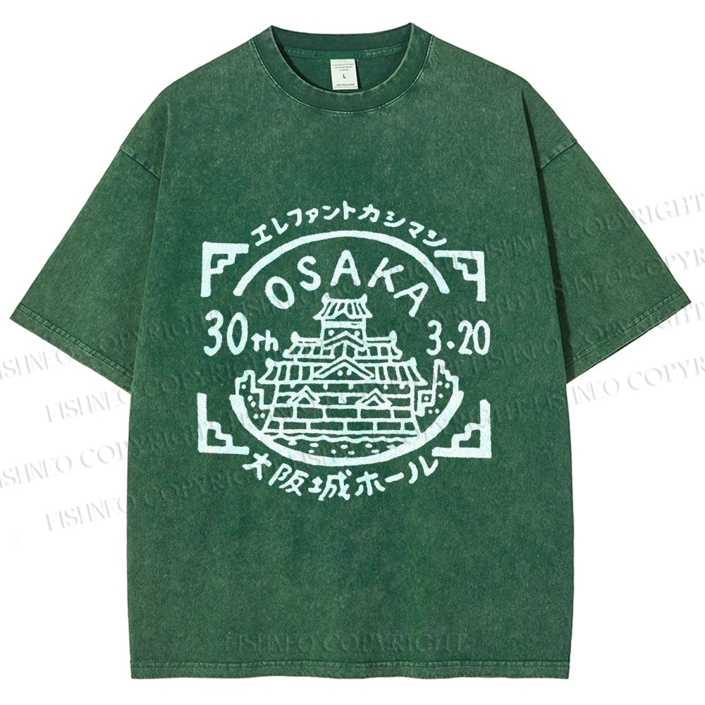 Unisex Japanese Osaka Graffiti Printed Washed Tee