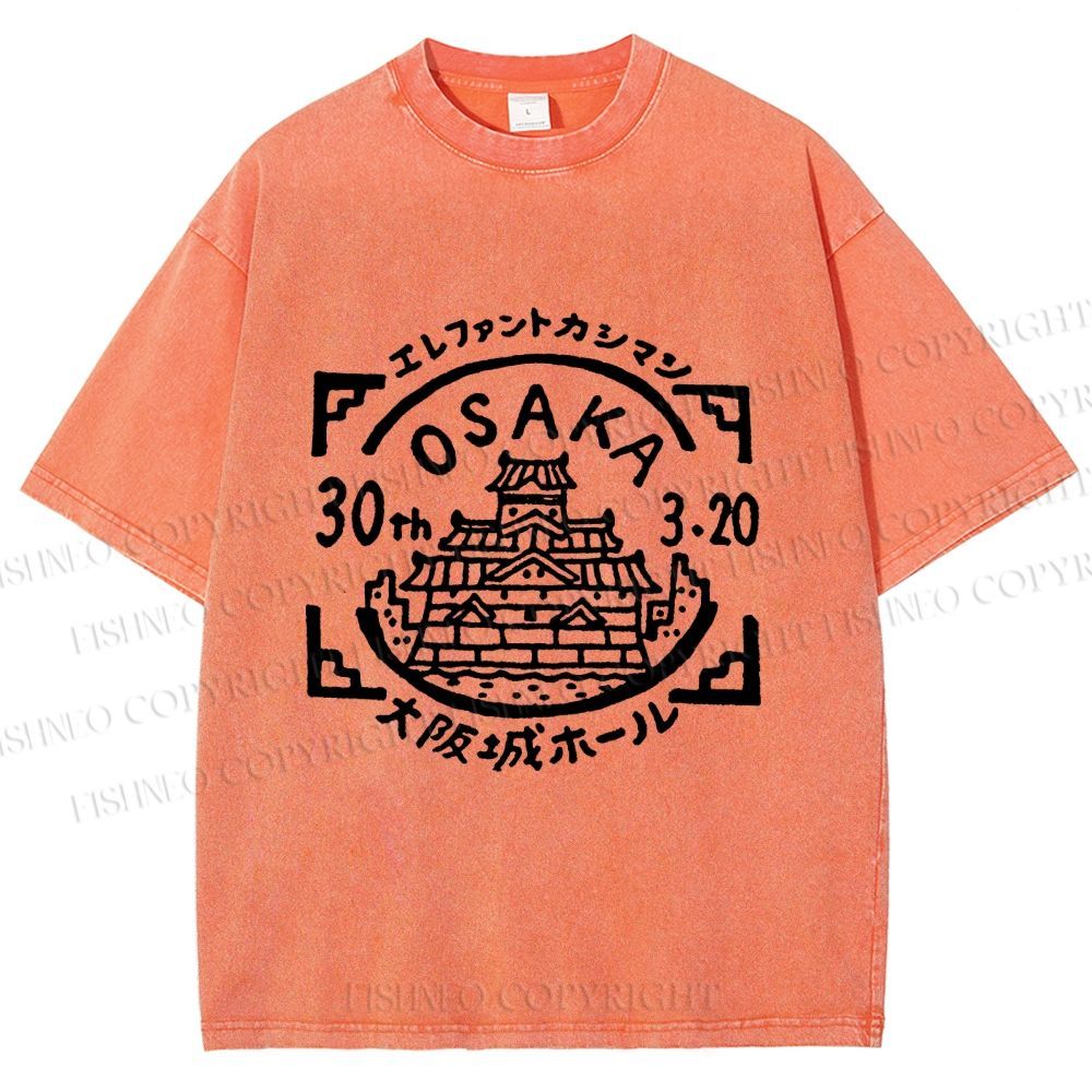 Unisex Japanese Osaka Graffiti Printed Washed Tee