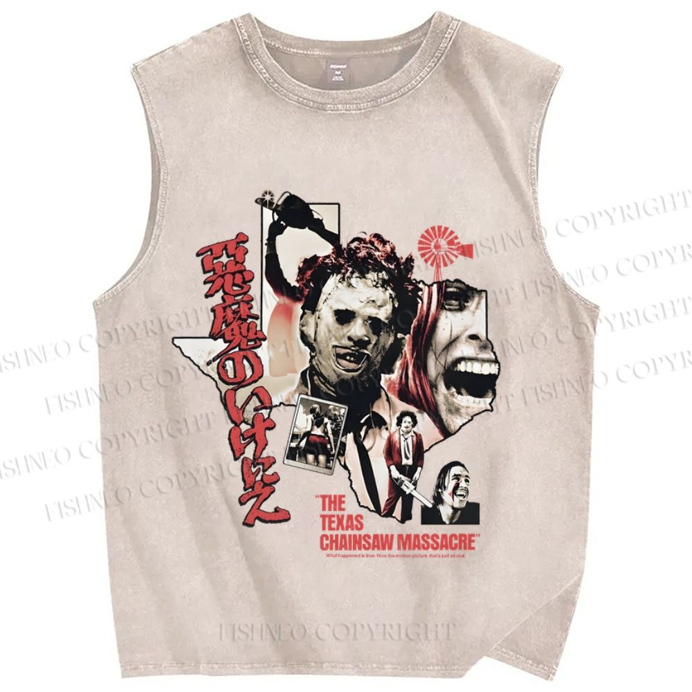 Unisex The Texas Chain Saw Massacre Japanese Poster Printed Washed Tank Top