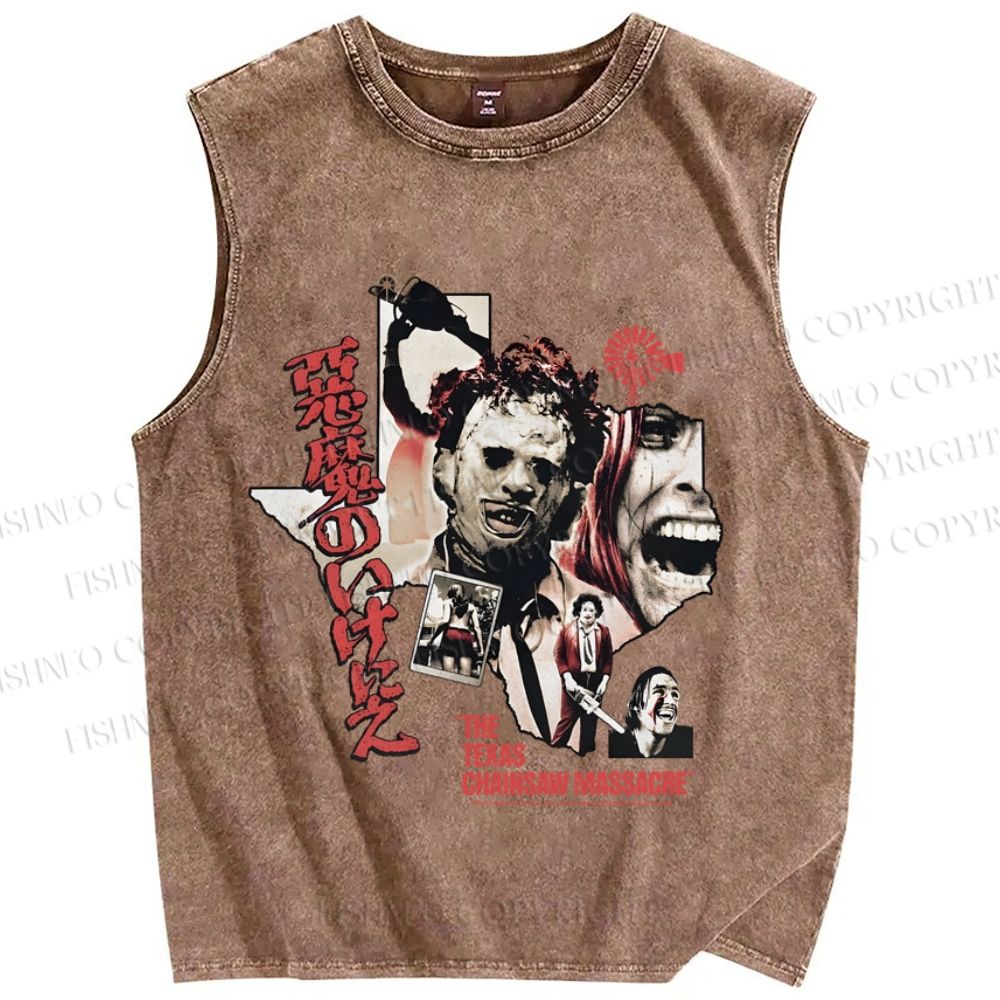 Unisex The Texas Chain Saw Massacre Japanese Poster Printed Washed Tank Top