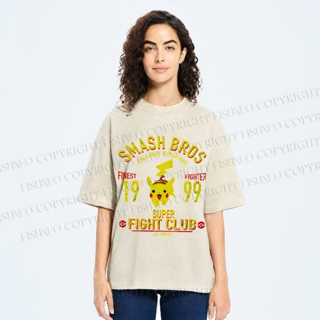 Unisex Pikachu Printed Washed Tee