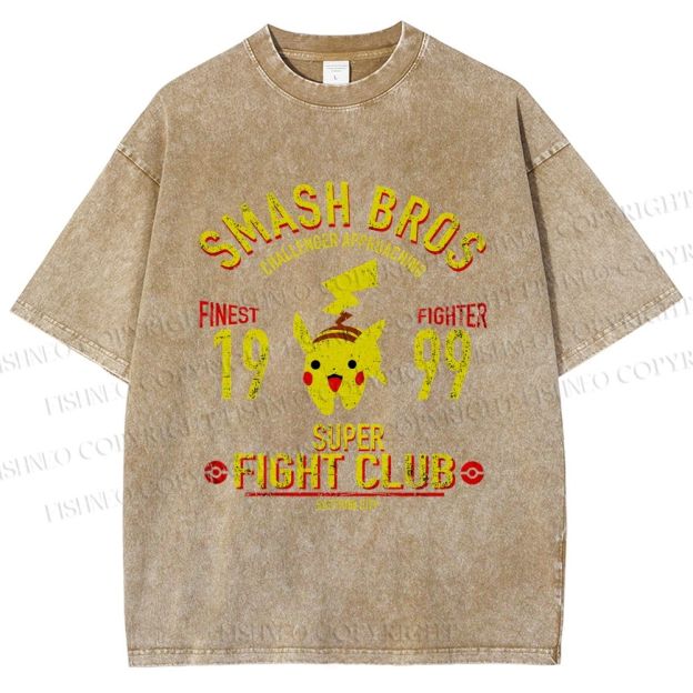 Unisex Pikachu Printed Washed Tee