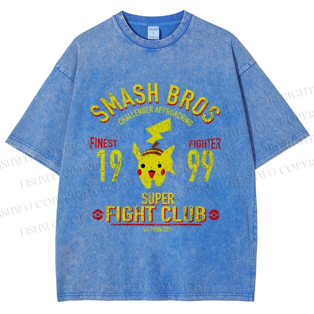 Unisex Pikachu Printed Washed Tee