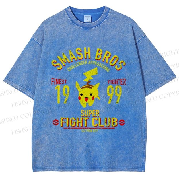 Unisex Pikachu Printed Washed Tee