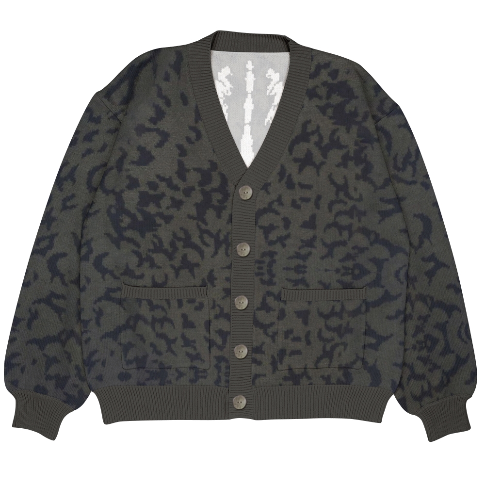 Unisex Classic Godzilla Ugly Cardigan Sweater With Pocket