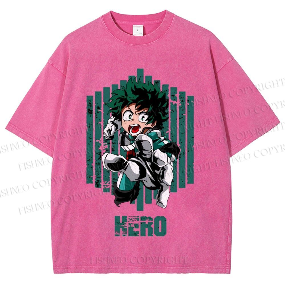 Unisex My Hero Academia Izuku Midoriya Printed Washed Tee