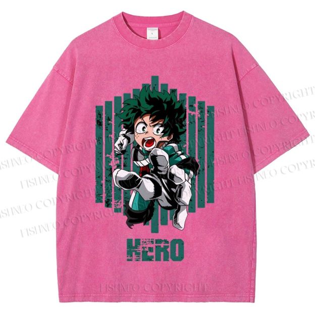 Unisex My Hero Academia Izuku Midoriya Printed Washed Tee