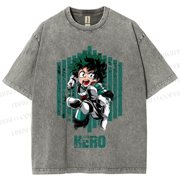 Unisex My Hero Academia Izuku Midoriya Printed Washed Tee