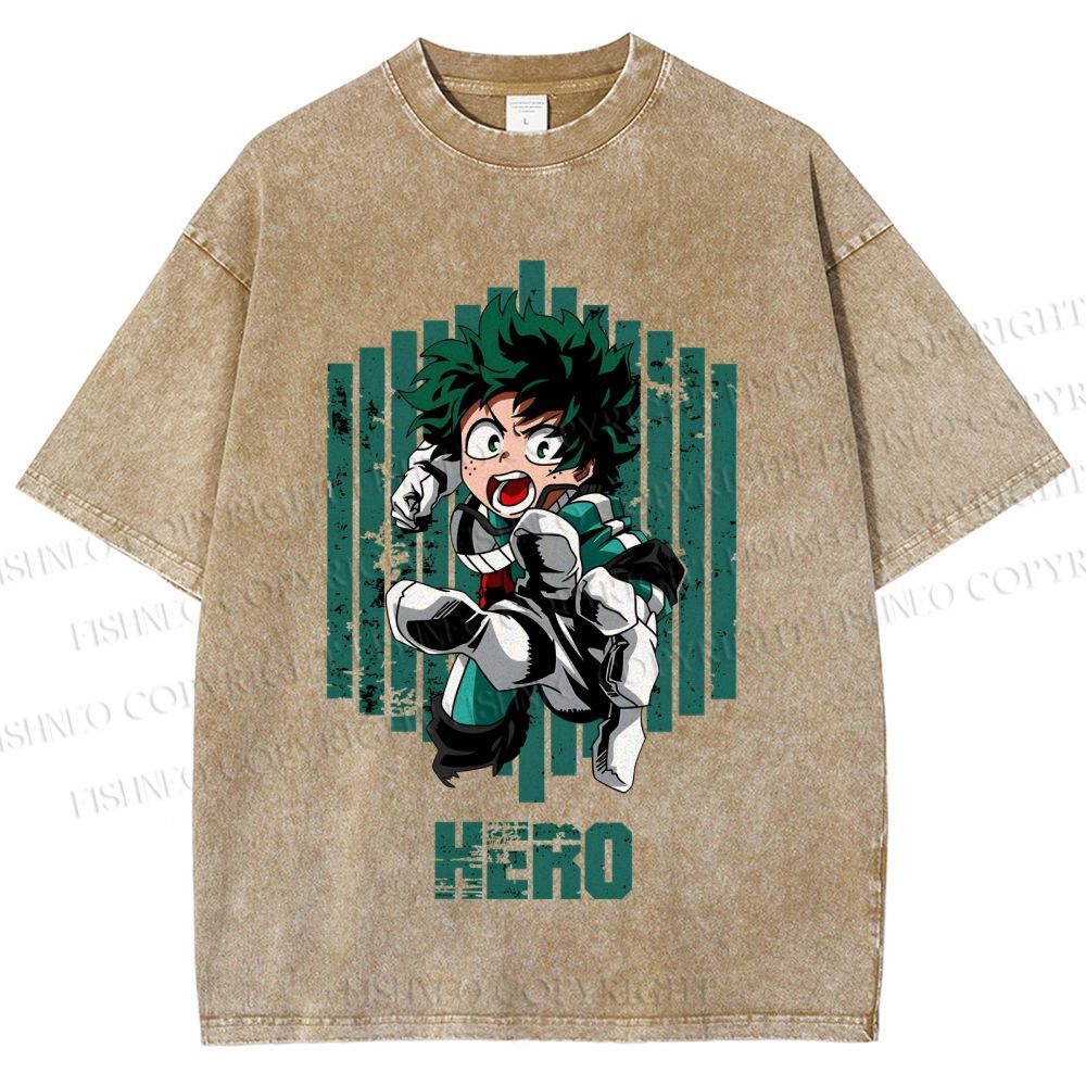Unisex My Hero Academia Izuku Midoriya Printed Washed Tee