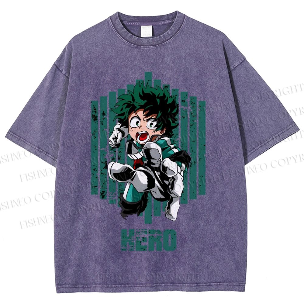 Unisex My Hero Academia Izuku Midoriya Printed Washed Tee