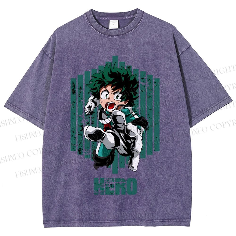 Unisex My Hero Academia Izuku Midoriya Printed Washed Tee