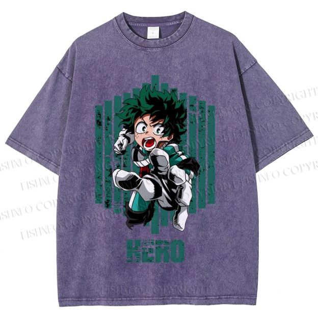 Unisex My Hero Academia Izuku Midoriya Printed Washed Tee