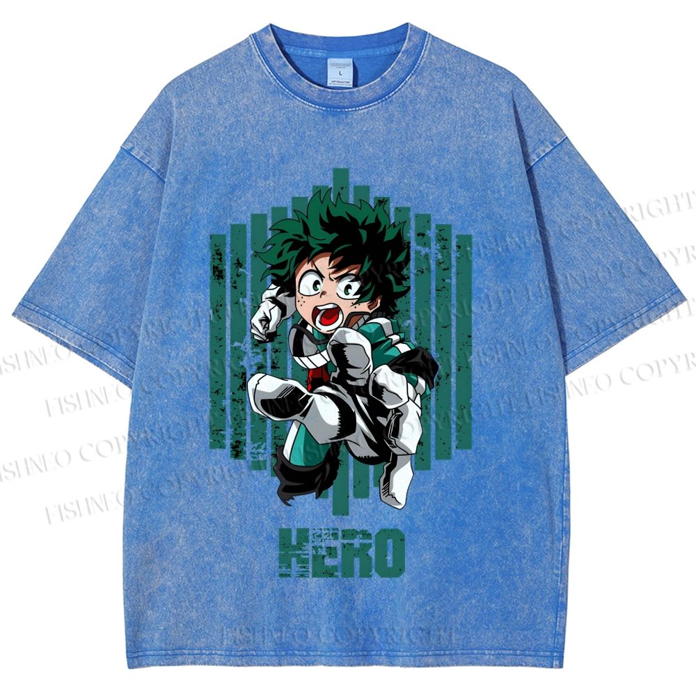 Unisex My Hero Academia Izuku Midoriya Printed Washed Tee