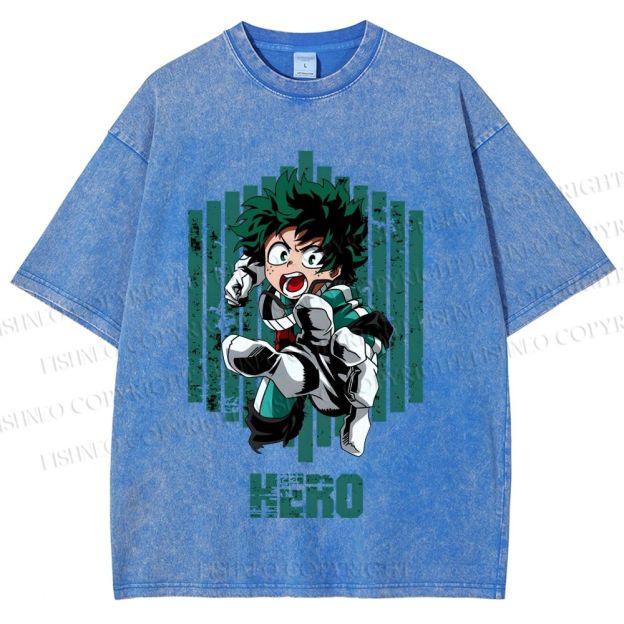 Unisex My Hero Academia Izuku Midoriya Printed Washed Tee