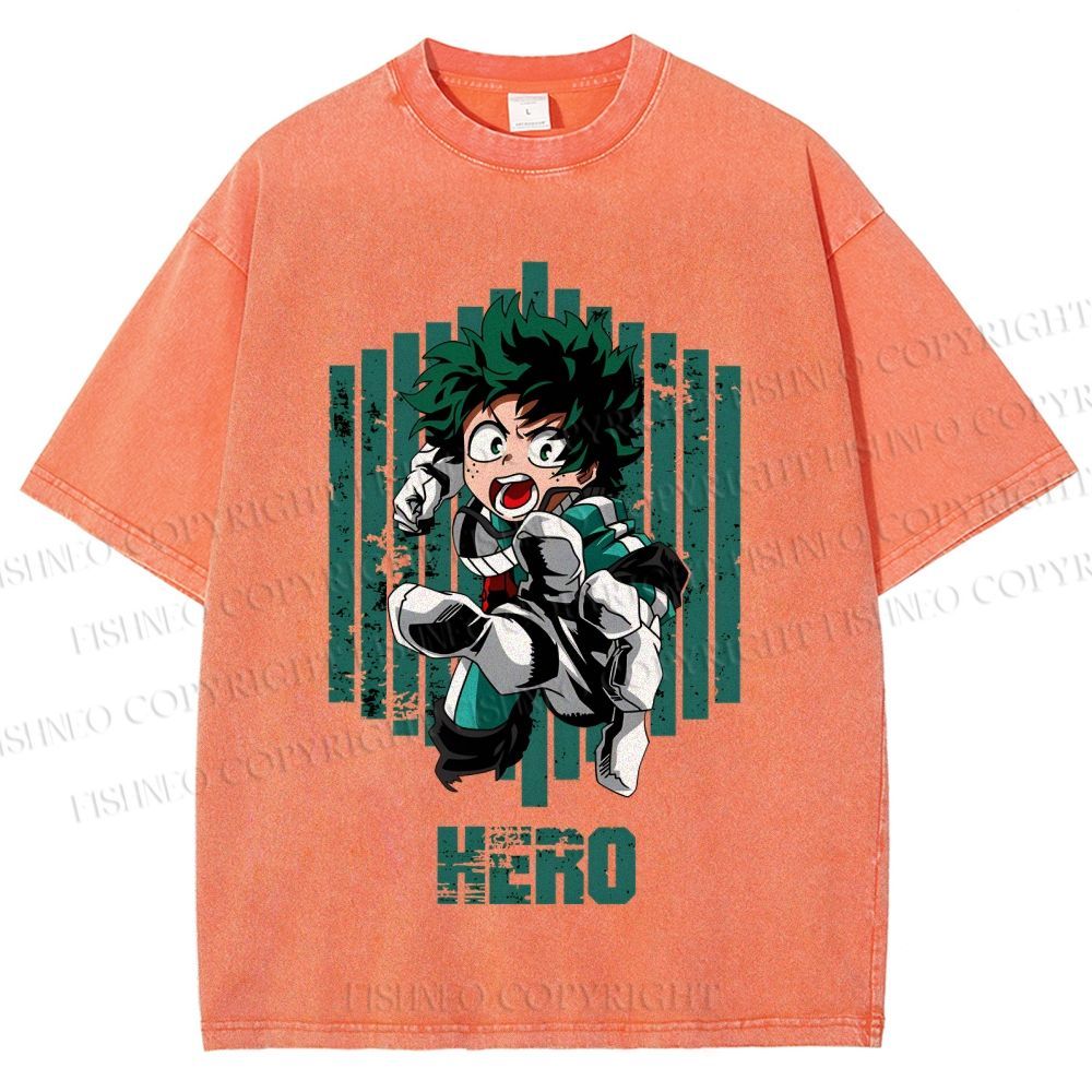 Unisex My Hero Academia Izuku Midoriya Printed Washed Tee