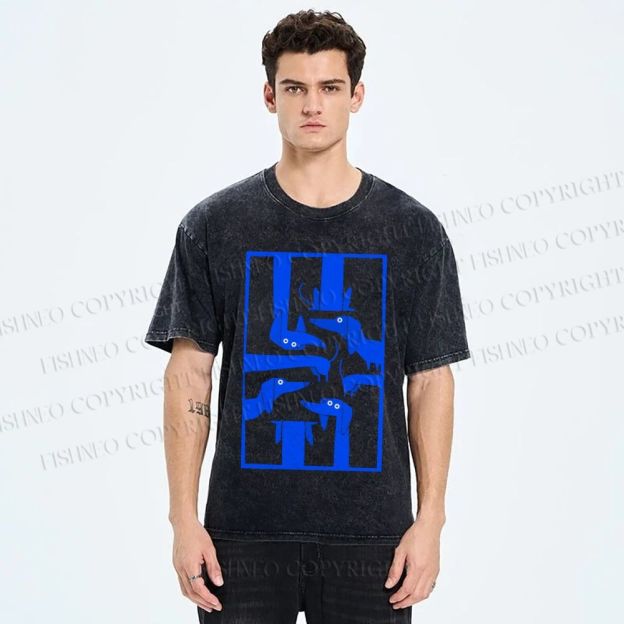 Unisex Geometric Dachshund Dog Printed Washed Tee