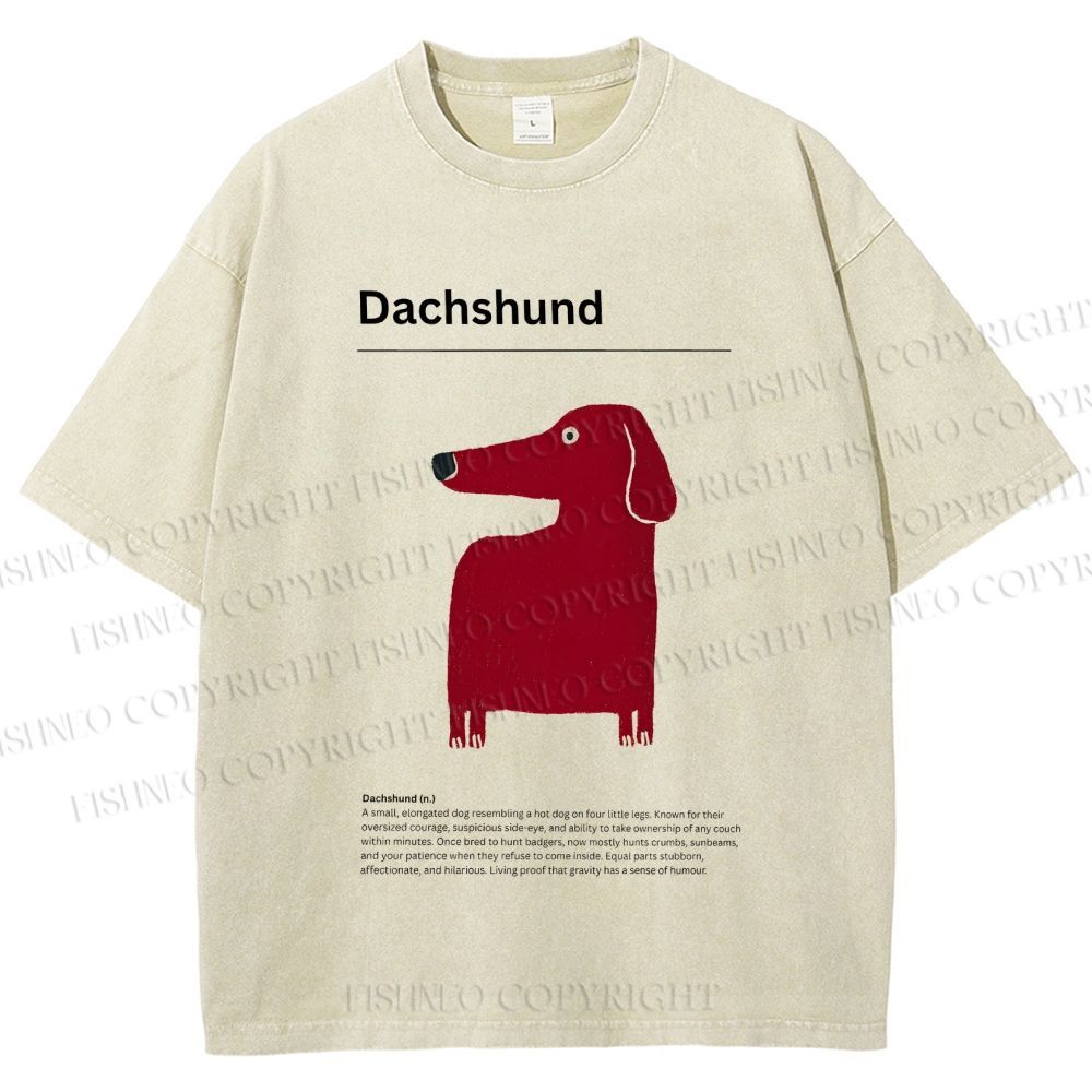 Unisex Dachshund Dog Printed Washed Tee