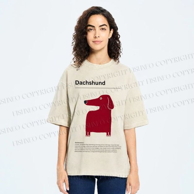 Unisex Dachshund Dog Printed Washed Tee