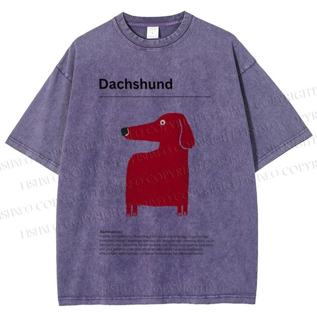 Unisex Dachshund Dog Printed Washed Tee