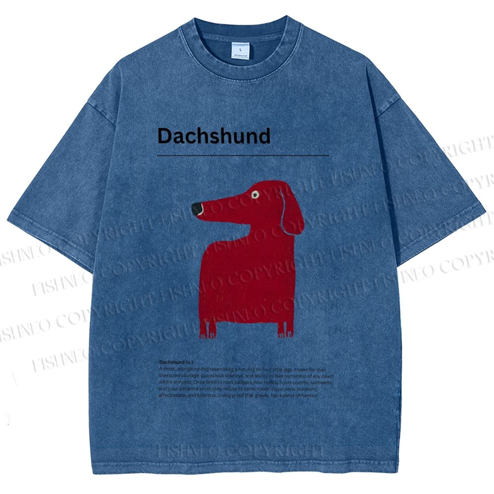 Unisex Dachshund Dog Printed Washed Tee