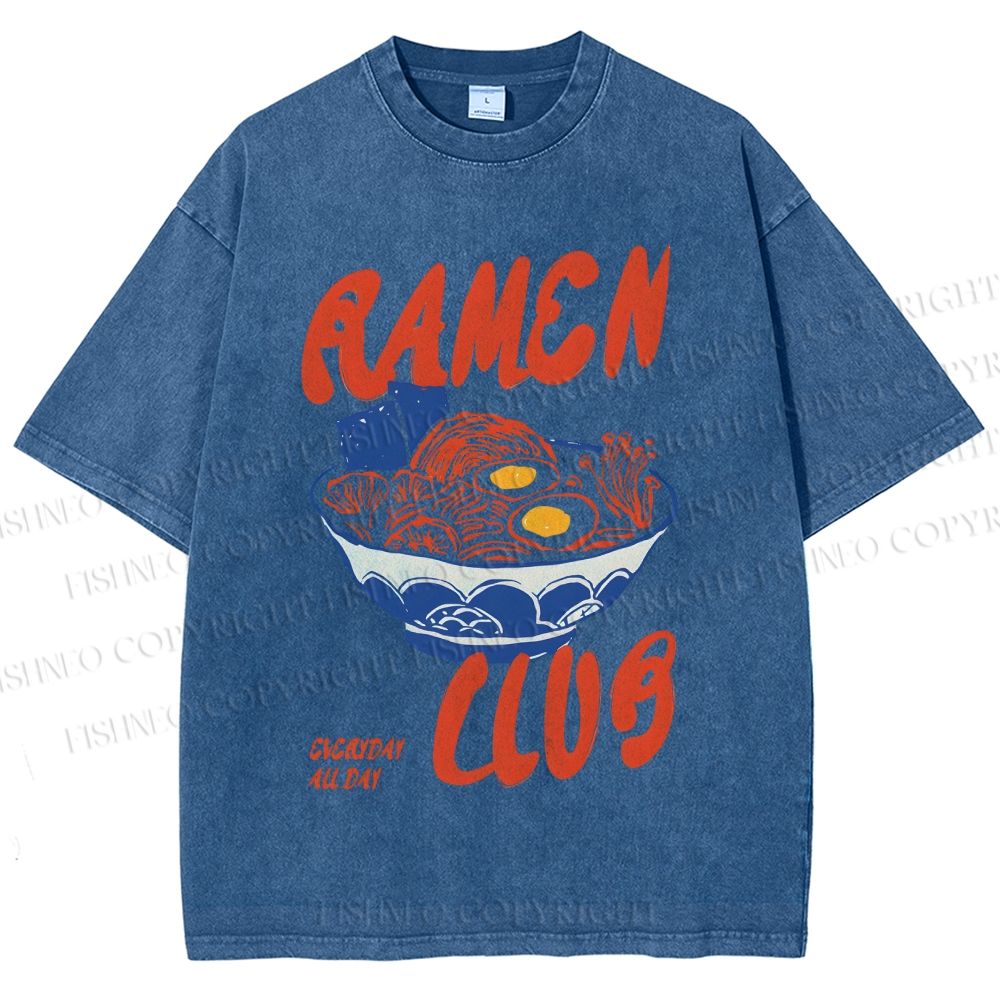 Unisex Ramen Club Printed Washed Tee