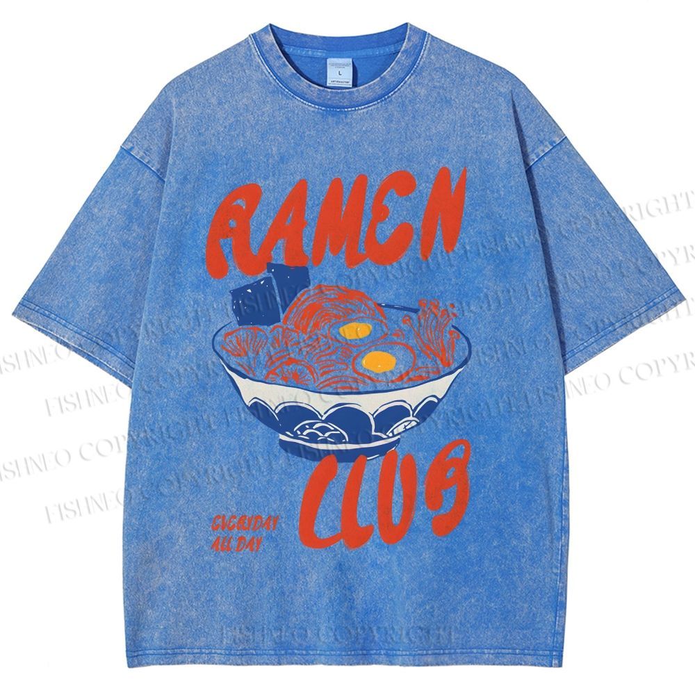 Unisex Ramen Club Printed Washed Tee