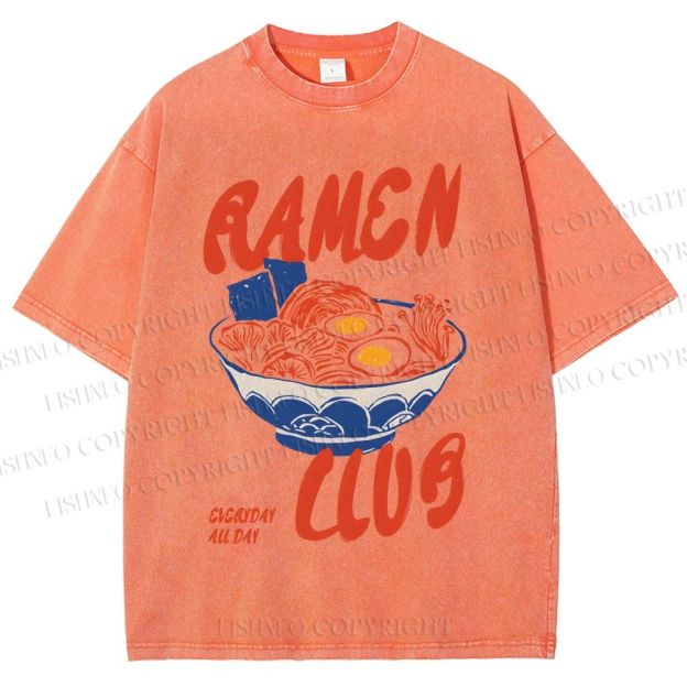 Unisex Ramen Club Printed Washed Tee