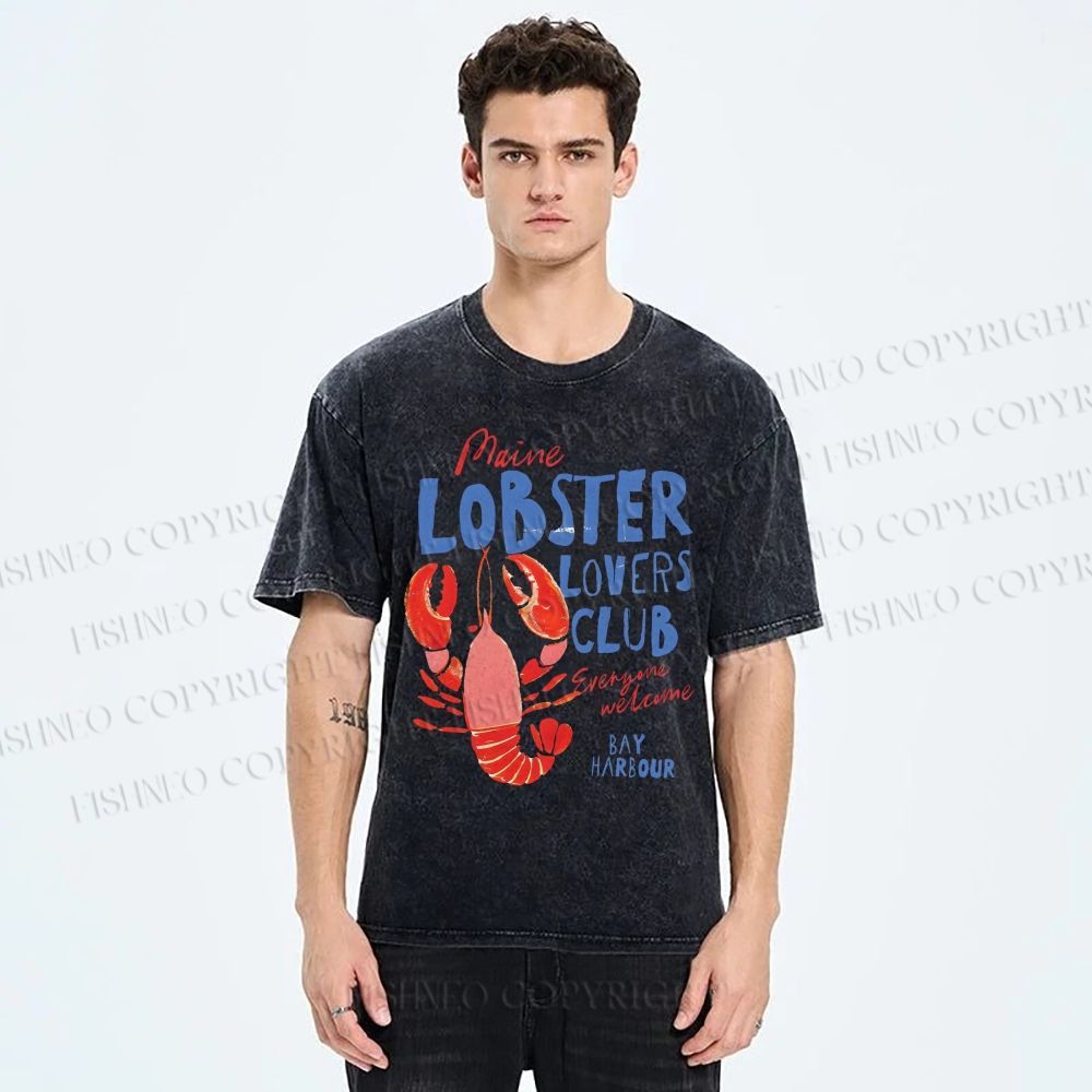 Unisex Maine Lobster Lovers Club Printed Washed Tee